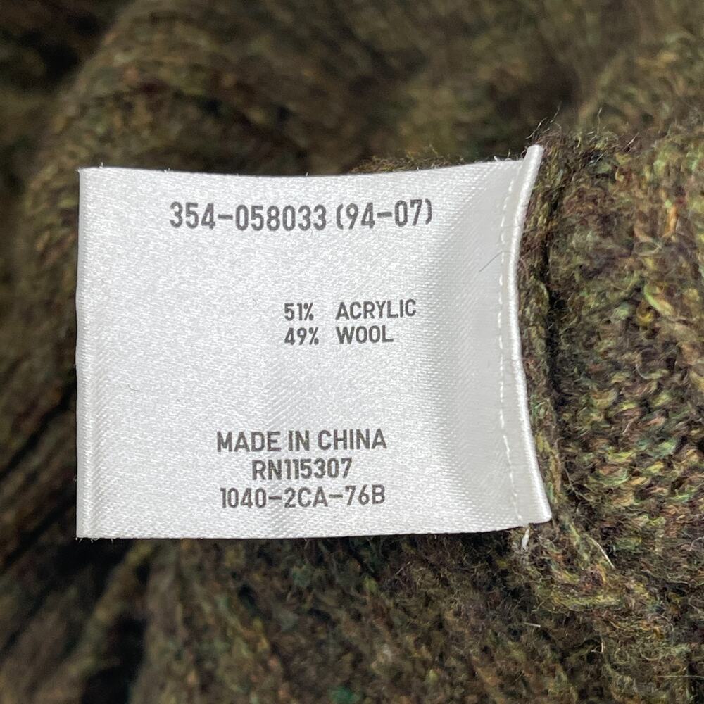 UNIQLO Sweater Mens L Wool Blend Cable Turtleneck Pullover Jumper Green - Picture 8 of 11